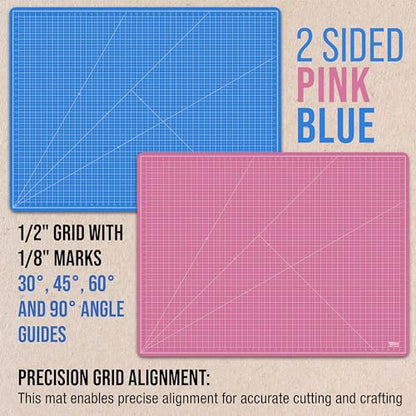 U.S. Art Supply 36"x48" Self-Healing Cutting Mat 5-Ply Pink/Blue | Double-Sided Pink/Blue Craft Mat, Non-Slip Cutting Mats for Crafts, Sewing, Quilting, Scrapbooking - color: Pink/Blue