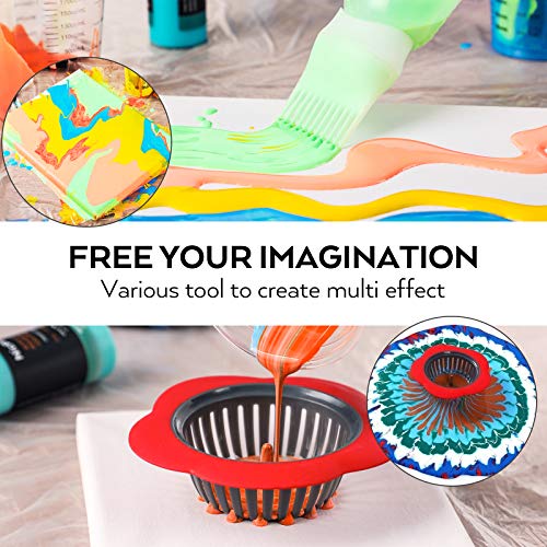 Nicpro Acrylic Pouring Kit, Artist Starter Supplies Including 19 Colors | Acrylic Paints,Pouring Medium, Silicone Oil, Canvases, Gloves, Strainers, Mixing Stick, Instructions for Flow DIY Painting