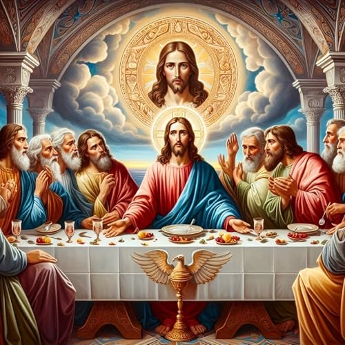 5D Religious DIY Diamond Painting Kits for Adults,The Last Supper Full Drill Embroidery Cross Stitch Crystal Rhinestone Paintings Pictures Arts Wall Decor Painting Dots Kits 14X14 Inch - color: The Last Supper