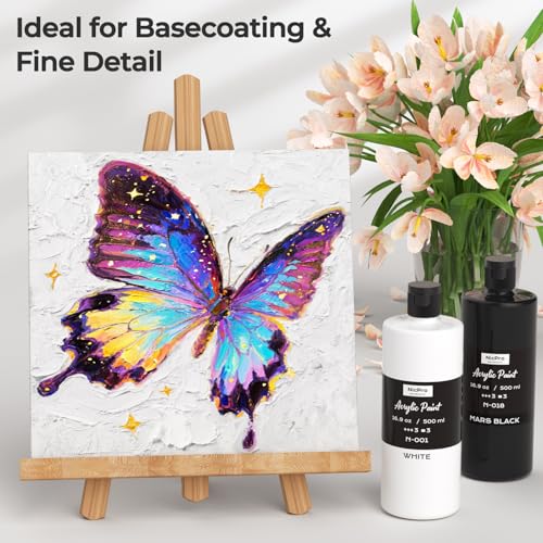 Nicpro White & Black Large Acrylic Paint (16.9 oz, 500 ml), Rich Pigments (Pack of 2) - color: White & Black, size: 16.9 Fl Oz (Pack of 4)