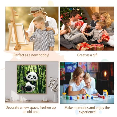 Artunion Framed Paint by Numbers Kit for Adults Beginners & Kids Ages 8-12,Panda Bear Paint by Number with Frame,Cute Animal Paint by Numbers Kit on Canvas 10 * 10 Inch Without Easel - color: ZXT-321-F