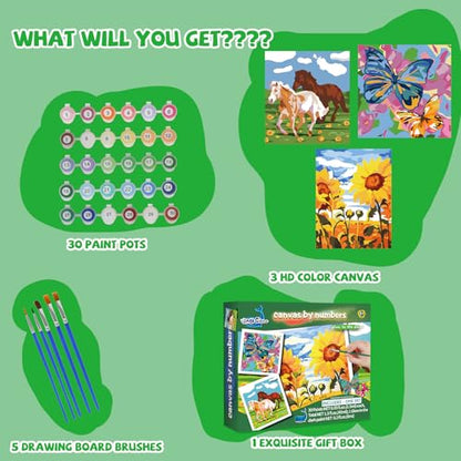 Wings Giant Paint by Numbers Kit for Kids, Flower Crafts and Fun, Acrylic Paint Set, Canvas Painting Kit, Include Framed Pre-Drawn Canvas, Color by Numbers - color: Landscape Art