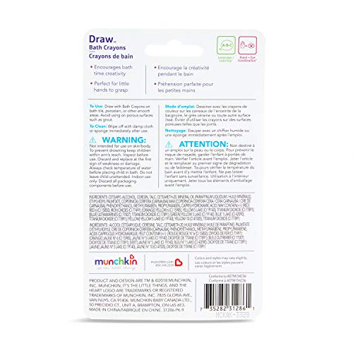 Munchkin® Draw™ Bath Crayons Toddler Bath Toy, 5 Pack - size: 1 Count (Pack of 1)