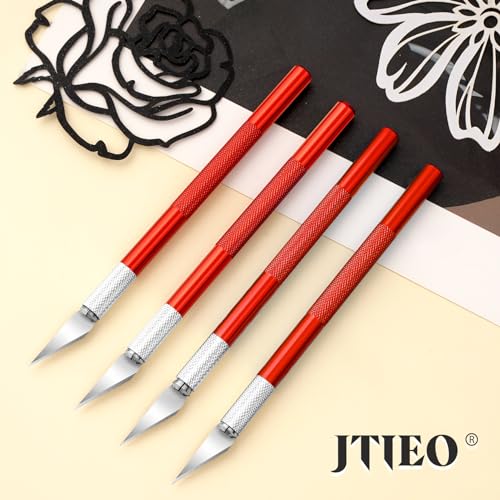 Exacto Knife,Hobby Knife,74 Pack with 4 Upgrade Sharp Hobby Knives and 70 Spare Exacto Knife Blades for Art, Scrapbooking,Stencil (Red) - color: Red