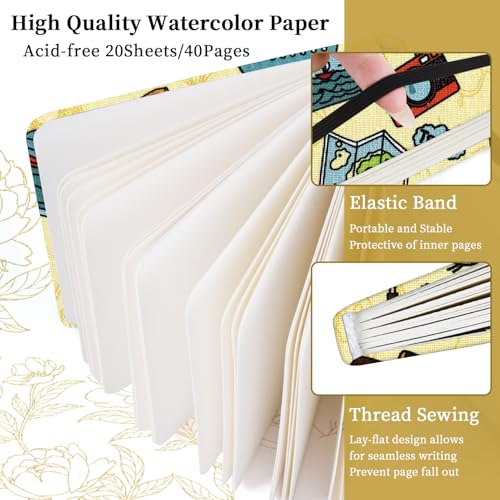 5x5" Watercolor Sketchbook,Mixed Media Pad,Travel Portable Drawing Journal - color: 300gsm-Travel