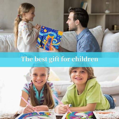 Libfx Diamond Art Kits for Kids 4 PCS Diamond Art for Girls Boys Beginners Arts and Crafts for Kids(Lion-Elephant) - color: C