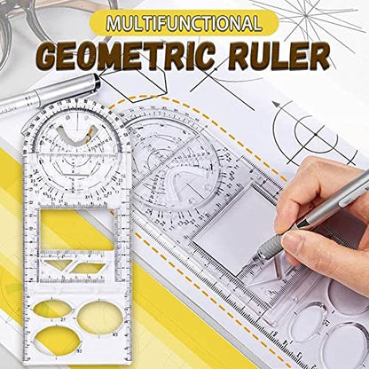 1PCS Multifunctional Geometric Ruler Geometric Drawing Template Measuring Tool Plastic Draft Rulers Students for School Office Supplies