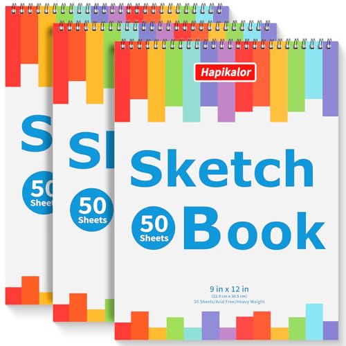 9" x 12" Journal Kit, 3-Pack 50 Sheets Spiral Bound Diary, Art Sketch Book - size: 9" x 12"(Pack of 3)