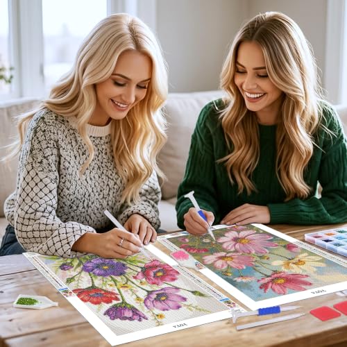 YOYA 2 Pack 5D Flowers Diamond Art Kits for Adults 12x16 Inch - color: Flowers 041