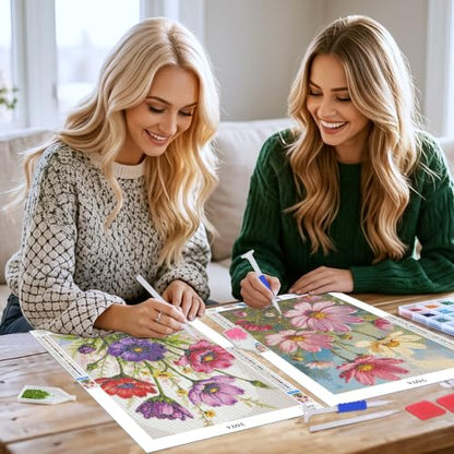 YOYA 2 Pack 5D Flowers Diamond Art Kits for Adults 12x16 Inch - color: Flowers 041
