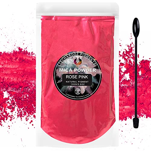 Rose Pink Mica Powder for Epoxy Resin 100g / 3.5oz. Sealed Bag - Techarooz 2 Tone Resin Dye Color Pigment Powder for Lip Gloss, Nails, Colorant for Bath Bombs & Soap Making - color: Rose Pink