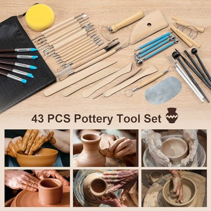 Amrules 43 Pcs Polymer Clay Sculpting Tools Kit for Adults, Light Yellow - color: Lightyellow-43Pcs