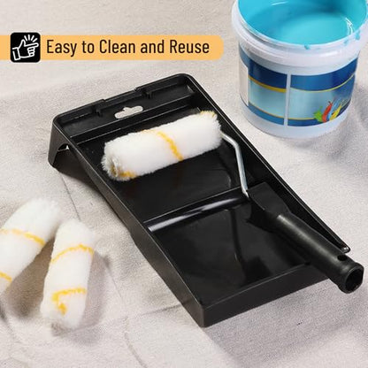 Bates- 4 Inch Paint Roller Kit, 14 pcs, Small Paint Roller Kit, 1x Plastic Paint Tray, 1x Roller Frame & 12x Microfiber Covers - size: 14 pcs