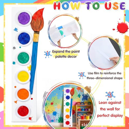Qunclay 45 x 13 Back to School Giant Palette Art Decor (1pcs, Rectangular) | Giant Paint Palette, Giant Paint Brush Prop, Art Decoration for Classroom Party School Birthday Photo Prop Backdrop - style: Rectangular