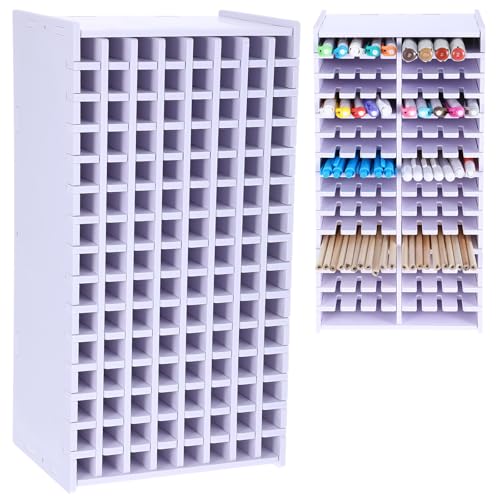 MAQUITA Marker Organizer Rack for 120 Markers, Art Marker Storage Holder for Desk, Watercolour Brush Pens Colored Pencils Organizer