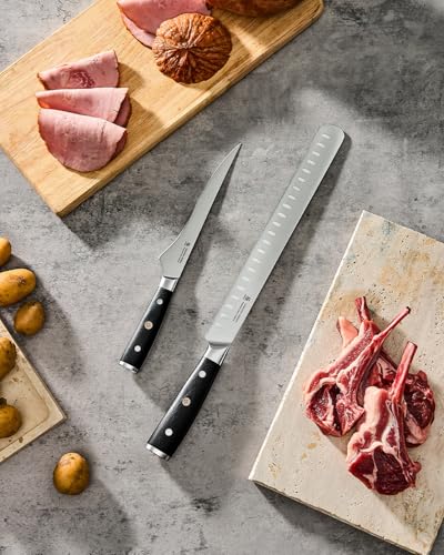 KYOKU 2pc Kitchen Knife Set - Japanese Steel Boning & Slicing Knife Set | 56-58 Hrc German 1.4116 Steel Full Tang Blades, Pakkawood Handles, Meat Fruit Vegetable Prep Carving Set With Sheaths - style: Boning Slicing 2pcs