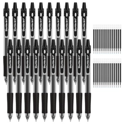 Shuttle Art Black Gel Pens, 48 Pack(20 Pens with 28 Refills) Retractable Medium Point Rollerball Gel Ink Pens Smooth Writing with Comfortable Grip for Office School Home Work
