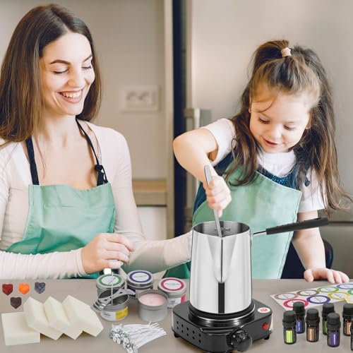 SAEUYVBCandle Making Kit,Candle Making Kit with Wax Melter, Complete Candle Making Kit for Adults Beginners, Candle Making Supplies, DIY Arts & Crafts Kits Perfect as Home Decorations - size: 24 pcs candle tins kit with melter