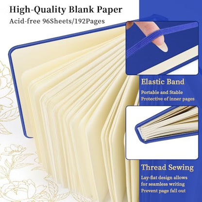 5x5 Pocket Sketch Book,80gsm Hardcover Art Sketchbook for Drawing Journal | PU Cover,Blank Paper,96Sheets/192Pages,Lay-Flat,Portable Travel Creation Paint Diary Memo Planner,Dry Media.Sapphire Blue - color: PU Cover-5x5in-Sapphire Blue