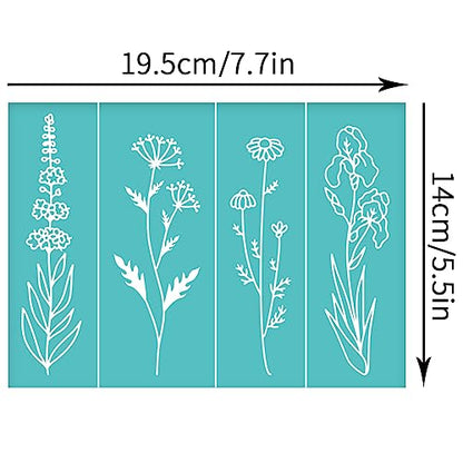 OLYCRAFT 2pcs Silk Screen Printing Stencils Floral Pattern Self Adhesive Mesh Transfers Stencil Reusable Wild Flower Silkscreen Stencils for Printing on Wood T-Shirts - 5.5x7.7 Inch - color: Wild Flower