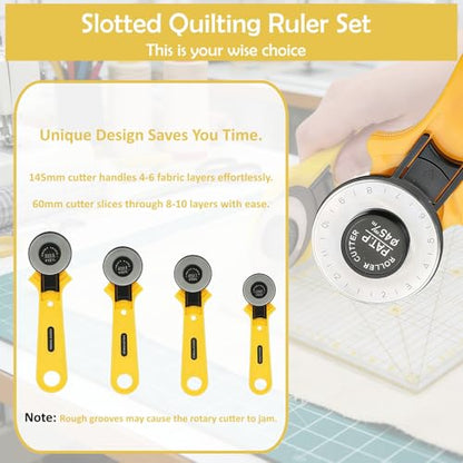 Rotary Cutter Set with A3 Self-Healing Cutting Mat, Fabric Scissors, 2 Blades, Quilting Ruler, Sewing Ruler & Sewing Clips – All-in-One Kit for Quilting, Patchwork, Sewing & Crafting - color: Rotary Cutter Set 3