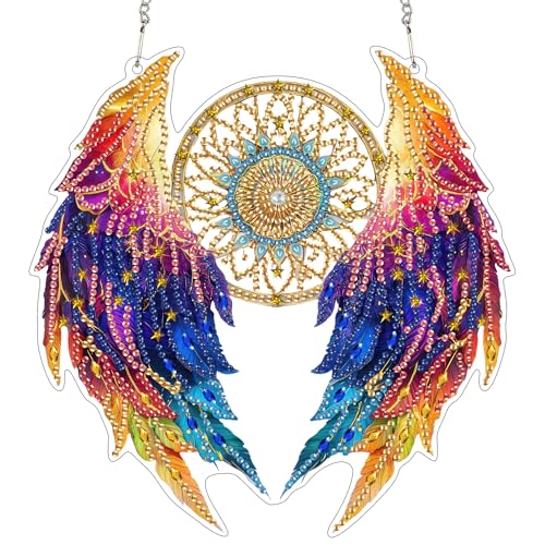SKRYUIE Wing Hanging Pearl Diamond Art Kits for Adults Suncatcher A14 | Special Shaped Crystal DIY Hanging Diamond Painting Kit, Gift for Mother Spring Summer Window Wreath Decor 7.48 x 7.32 Inch - color: colorful-4