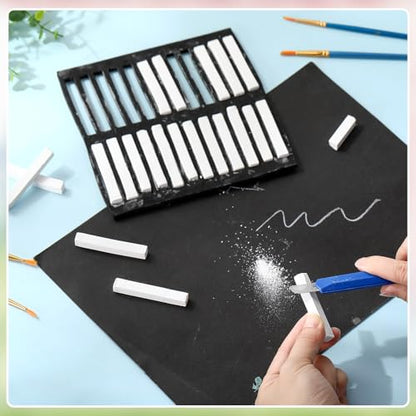 Watersay 72 Pcs Soft Chalk Pastels Set Square Sketch Chalk Soft Pastel for Artists Non-toxic Artist Pastel Sticks for Professional Artists and Art Lovers(White) - color: White