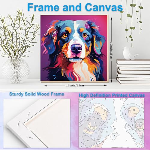 Artunion Framed Paint by Numbers Kit for Adults Beginners & Kids Ages 8-12,Bernese Mountain Dog Paint by Number with Frame,Dog Animal Paint by Numbers Kit on Canvas 10 * 10 Inch Without Easel - color: ZXT-376-F