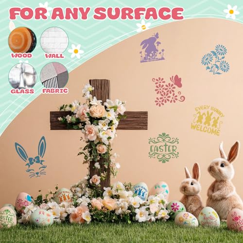 Marspark 72 Pcs Small Bunny Egg Stencils for Crafts Reusable, 3 Inch - style: Bunny Egg