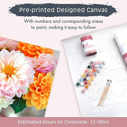Pink Picasso Paint by Number Kit, for Adults & Teens,16x20, Darling Dahlia | Botanical Floral Collection, Acrylic Paints and Brushes included, Pre-printed high quality canvas, DIY art kit, Gift-ready - color: Darling Dahlia