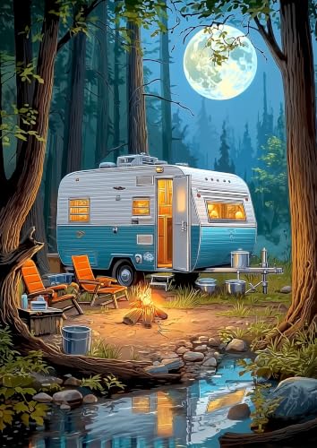 Outdoors Car Diamond Art Kits for Adults, Campervan Diamond Art 12X16 Inch | Easy 5D Diamond Art Kits, Round Dots Full Drill, DIY Diamond Painting Kit for Adult Beginners, Home Wall Decor Gifts - color: Country 06