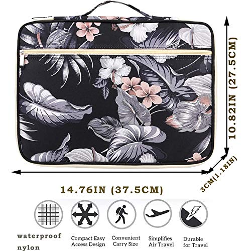JAKAGO A4 Travel Portfolio Multifunctional Document Organizer Zippered Case for Office Supplies (Mulberry White) - color: Mulberry White