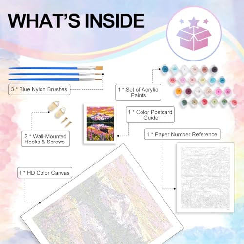 Paint by Numbers Kit for Adults, Mountain Lake Number Painting Canvas Kit - color: LBOPNFP4