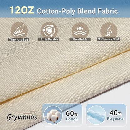 12oz Heavy Duty Cotton Canvas Fabric, Thickend Cotton Duck Cloth, 2 Yard - color: Beige, size: 2 Yards Pre-cut