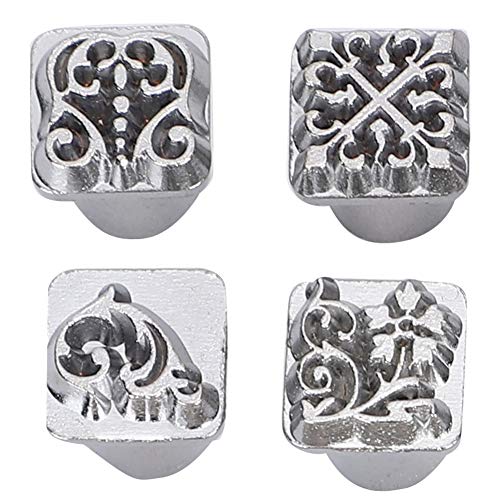 Leather Stamp Tool, 12Pcs Leather Stamping Punch Stamper DIY Leather Craft Making Tools Flower Design Embossing Pattern with Stamping Handle for Leathercrafting