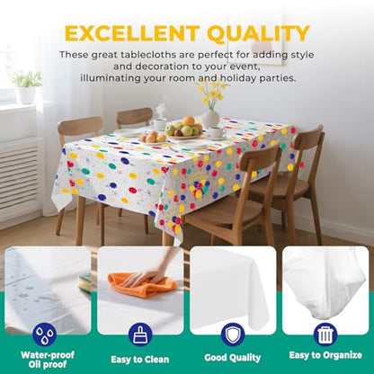 6 Pack Happy Birthday Plastic Tablecloths,108" x 54"Rectangle Disposable Table Covers for Picnic Birthday Wedding Parties (Balloon) - color: Balloon