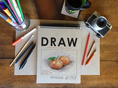 Design Ideation Drawing Book. Spiral Bound Multi-Media Drawing Book for Pencil, Ink, Marker, Charcoal and Watercolor Paints. Great for Art, Design and Education. (8.5" x 11") (1 Book) - size: 1 Book
