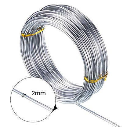 1 Roll Tecunite Aluminum Wire Craft Wire, 10 M X 2 mm, Silver | TecUnite Aluminum Craft Wire for Sculpting,10 M X 2 Mm,Silver,1 Roll - color: Silver, size: 10000 mm x 2 mm
