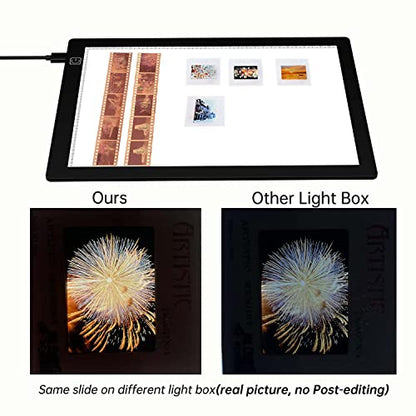 Slide Viewer Light Box 5600K 12”x8” Ultra-Thin Adjustable Brightness Backlight for Slides and Film Negative Scanning - color: 12"x8" Backlight for Scanning