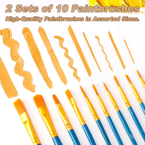 MAQIHAN Acrylic Paint Set - 24 Colors Acrylic Paint with 20 Brushes,24 x 12ml Tubes Artist Quality,Non Toxic Painting Supplies Kits for Artists and Adults,Craft Paint for Canvas Rock Ceramic Wood