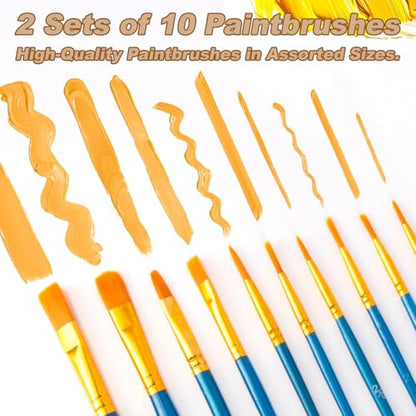 MAQIHAN Acrylic Paint Set - 24 Colors Acrylic Paint with 20 Brushes,24 x 12ml Tubes Artist Quality,Non Toxic Painting Supplies Kits for Artists and Adults,Craft Paint for Canvas Rock Ceramic Wood