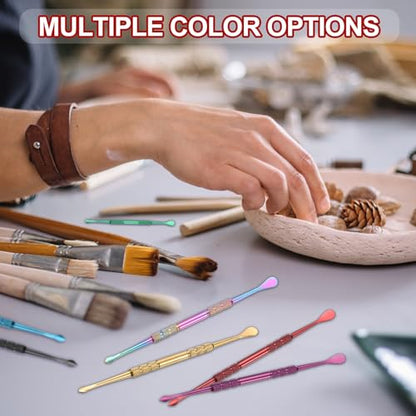 MECCANIXITY 3 Pcs Wax Carving Tools Stainless Steel 4.6 Inch Double-Headed Wax Carving Sculpting Tools for Modeling Sculpting Shaping, Rose Gold - color: Rose Gold