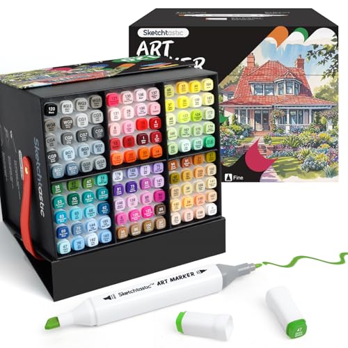 Alcohol Markers Dual Tip Marker Set, 120 Vibrant Colors for Adults, No Bleed Colors for Artists, Based Markers for Coloring Books, Sketching and Art Projects - color: 120 Colors
