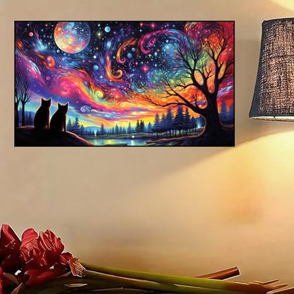 Extra Large Diamond Painting Kits for Adults, 5D Diamond Art Kits 28x16 In - color: Starry Night Large Diamond Painting
