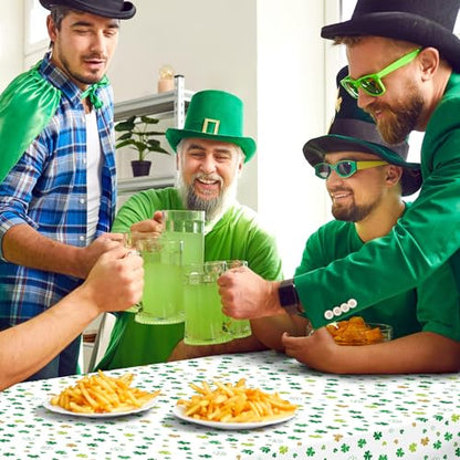 Kochorie 2 Packs St. Patrick’s Day Plastic Shamrock Tablecloth 54" x 108" Waterproof Clover Table Cover for St. Patrick’s Day Party Disposable Table Cloth for Indoor Outdoor Decorations - style: St. Patrick’s Day
