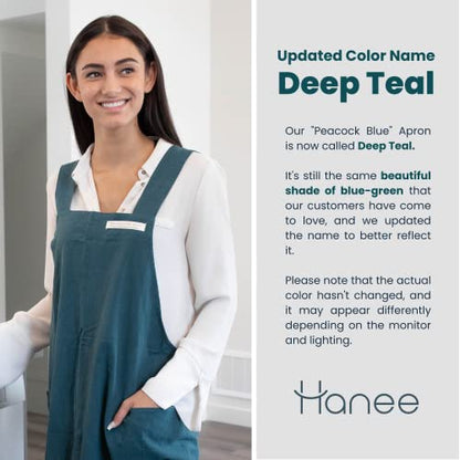 Cotton Aprons for Women and Men | Cross-Back Apron with Pockets - color: Deep Teal