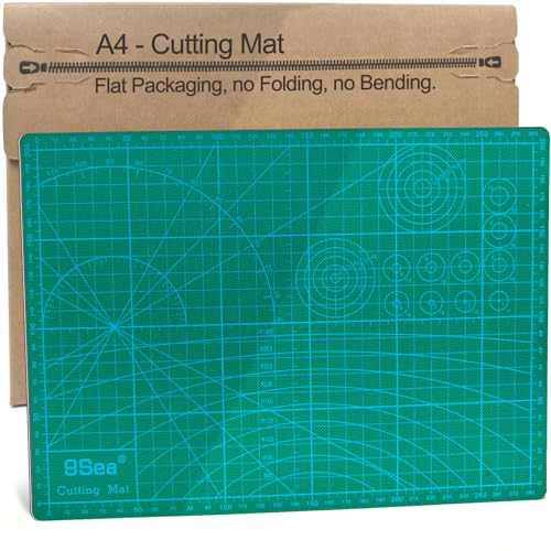 A4 Self Healing Cutting Mat, 12 x 8 in, Green | 5-Ply PVC, Anti-Slip Surface, Rotary Cutter Mat, For Paper Cutting, Sewing, Quilting, Leather Craft, Model Making - size: 11.8"L x 8.7"W