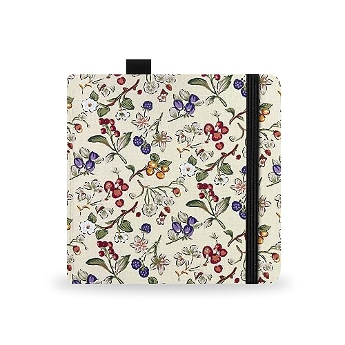 Square 5.1X5.1" 300gsm Watercolor Journal Hardbound 40pgs（20 Sheets Front Back 2 Textures）Travel Size for Calligrapher Colored Pencil Watercolor Sketch Handmade Cloth Cover Notebook Fruits and Flowers - color: Small-Fruits and flowers