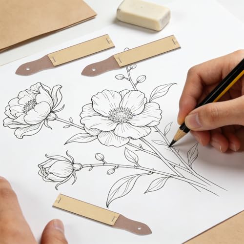 4 PCS Sandpaper Sharpener, 6.5 × 1.18 Inch Charcoal Pencil Sharpener Sketch Drawing Sandpaper Art Drawing Tool for Colored Pencil Pastel Sticks Sketching Artist Sketch Beginner
