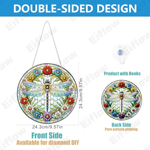 Eiflow Acrylic Diamond Art Hanging Kit for Adults, DIY Diamonds Painting Door Hanging Board Kit, Special Crystal Diamond Art Painting Pendant Ornament (Dragonfly) - color: Dragonfly